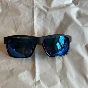 New In Box Costa Black Sunglasses with Blue Mirror Lenses